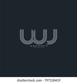 Letters W J joint logo icon. Stroke letter vector element.
