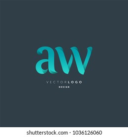 Letters A W joint logo icon vector element.