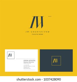 Letters I W, I & W joint logo icon with business card vector template.
