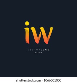 Letters I & W joint logo icon vector element.