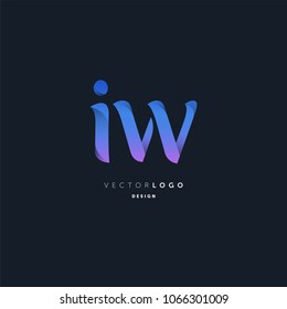 Letters I & W joint logo icon vector element.