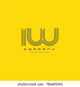 Letters I & W joint logo icon. Stroke letter vector element.