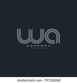Letters W A joint logo icon. Stroke letter vector element.
