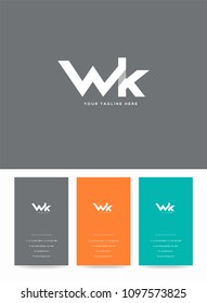 Letters W K joint logo, emblem or icon with business card vector template.
