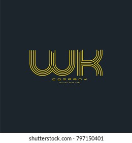 Letters W K joint logo icon. Stroke letter vector element.
