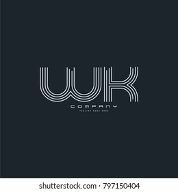 Letters W K joint logo icon. Stroke letter vector element.
