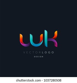 Letters W K, W & K logo, multi colour letters icon vector template.