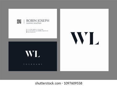 Letters W L, W & L joint logo icon with business card vector template.
