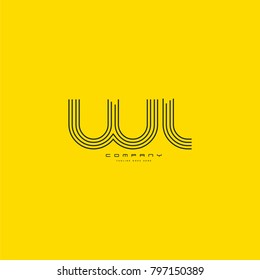 Letters W L joint logo icon. Stroke letter vector element.
