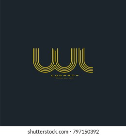 Letters W L joint logo icon. Stroke letter vector element.
