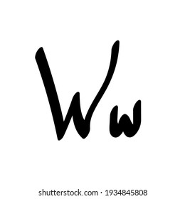 Buchstaben des (W) Logos, Symboldesign. Mit Pinsel handgefertigt