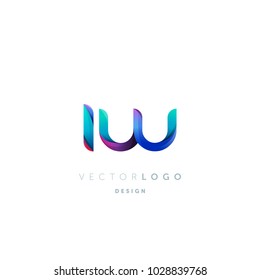 Letters I W, I & W logo, multi colour letters icon vector template.