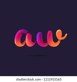 Letters A W, A & W logo, multi colour letters icon vector template.