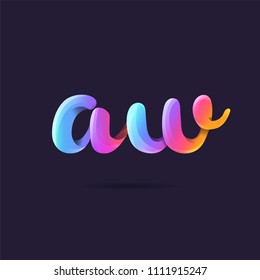 Letters A W, A & W logo, multi colour letters icon vector template.