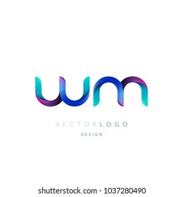 Letters W M, W & M logo, multi colour letters icon vector template.