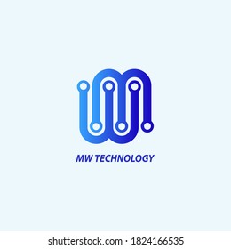 the letters w and m for the logo of a technology company