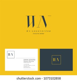 Letters W N, W & N joint logo icon with business card vector template.
