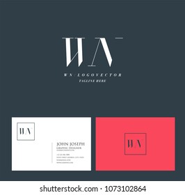 Letters W N, W & N joint logo icon with business card vector template.

