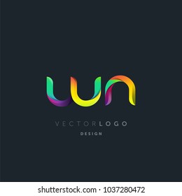Letters W N, W & N logo, multi colour letters icon vector template.