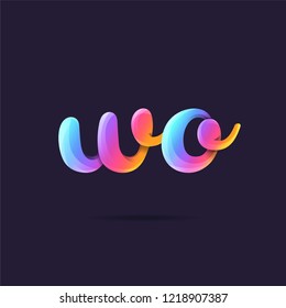 Letters W O 3D logo, multi colour gradient letters icon vector template.
