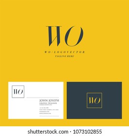 Letters W O, W & O joint logo icon with business card vector template.
