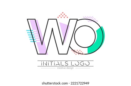 Cartas W y O. Fusión de dos letras. Símbolo inicial de logotipo o abreviatura. Ilustración vectorial para diseño creativo e ideas creativas. Estilo plano.