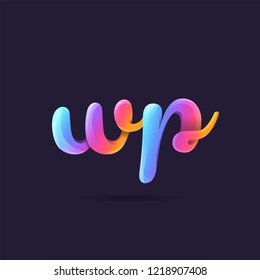Letters W P 3D logo, multi colour gradient letters icon vector template.
