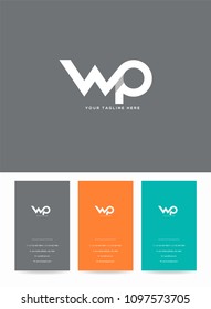Letters W P joint logo, emblem or icon with business card vector template.
