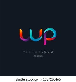 Letters W P, W & P logo, multi colour letters icon vector template.