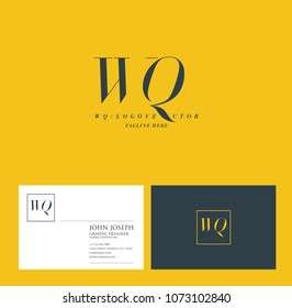 Letters W Q, W & Q joint logo icon with business card vector template.

