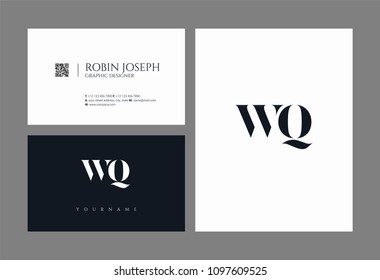 Letters W Q, W & Q joint logo icon with business card vector template.

