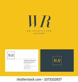Letters W R, W & R joint logo icon with business card vector template.

