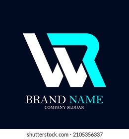 Letters W and R logo design template in white and blue color