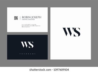 Letters W S, W & S joint logo icon with business card vector template.
