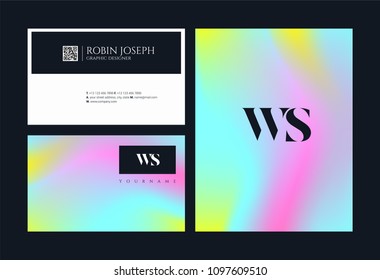 Letters W S, W & S joint logo icon with business card vector template.
