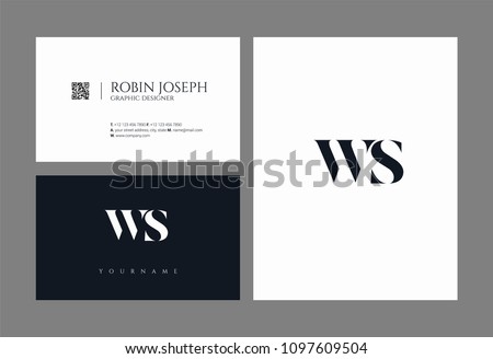 Letters W S, W & S joint logo icon with business card vector template.
