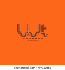 Letters W & T joint logo icon. Stroke letter vector element.
