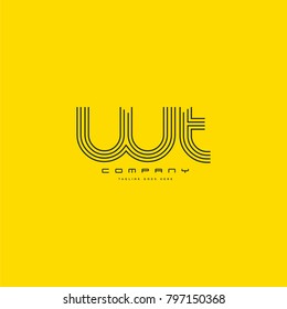 Letters W & T joint logo icon. Stroke letter vector element.
