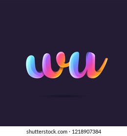Letters W U 3D logo, multi colour gradient letters icon vector template.
