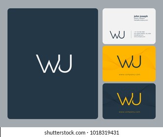 Letters W U, W & U joint logo icon with business card vector template.