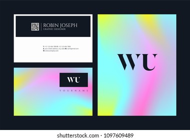 Letters W U, W & U joint logo icon with business card vector template.
