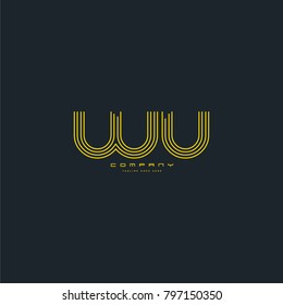 Letters W & U joint logo icon. Stroke letter vector element.
