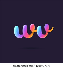 Letters W V 3D logo, multi colour gradient letters icon vector template.
