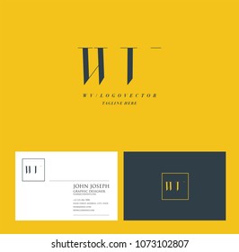 Letters W V, W & V joint logo icon with business card vector template.
