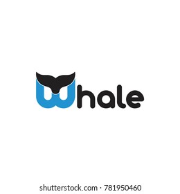 letters w whales tail symbol logo vector
