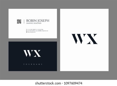 Letters W X, W & X joint logo icon with business card vector template.
