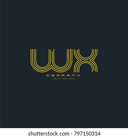 Letters W & X joint logo icon. Stroke letter vector element.
