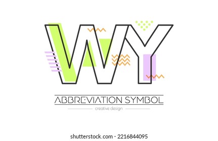 Letters W and Y. Merging of two letters. Initials logo or abbreviation symbol. Vector illustration for creative design and creative ideas. Flat style.