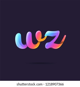 Letters W Z 3D logo, multi colour gradient letters icon vector template.
