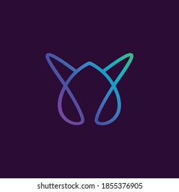 Logotipo de tipo moderno minimalista lineal de las letras WA o AW Monoline